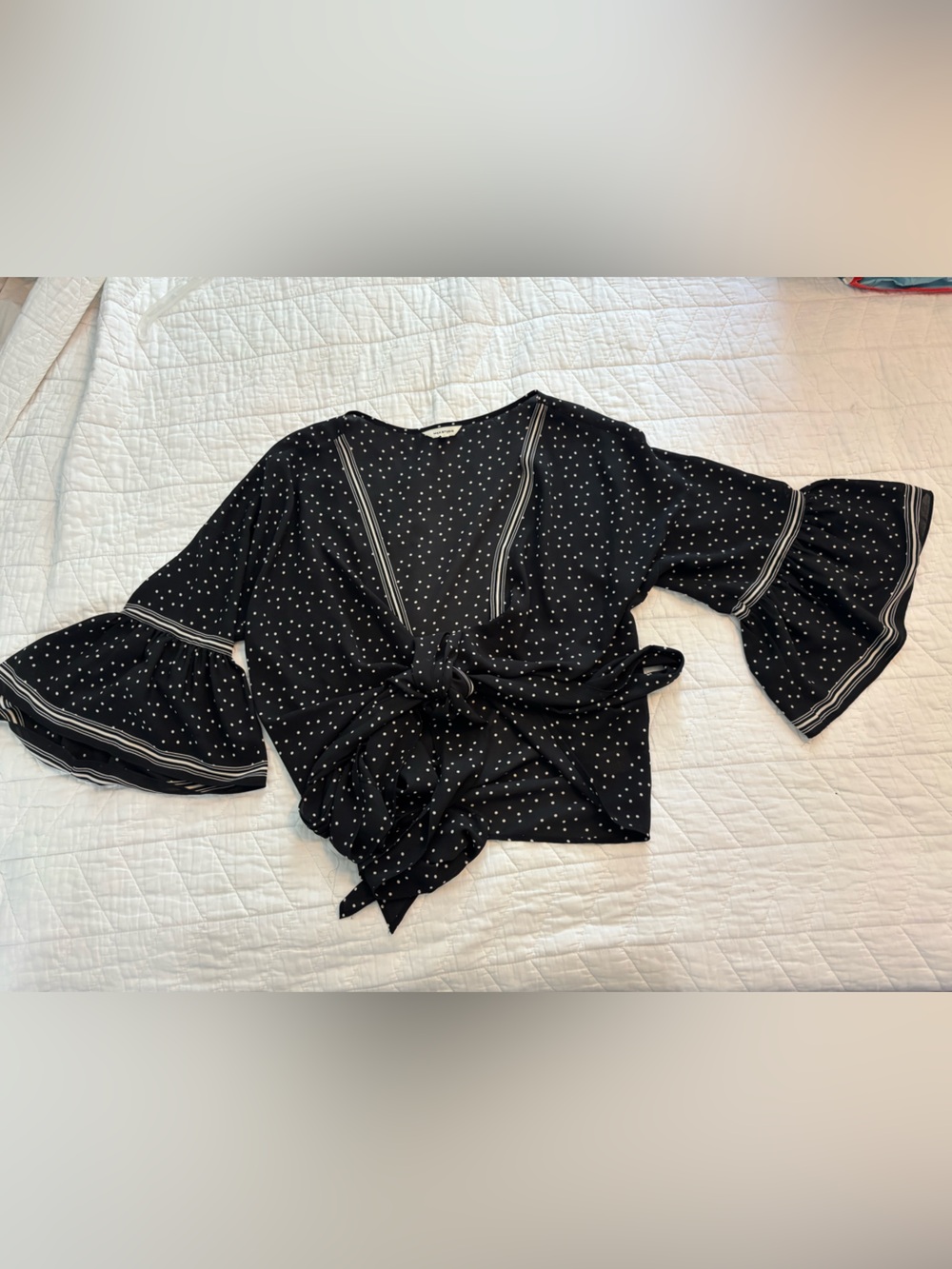 Max Studio Black Polka Dot Scoop Neck Top